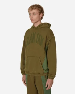 Slam Jam Sweatshirts^Panel Hooded Sweatshirt Green / Brown