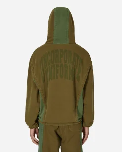 Slam Jam Sweatshirts^Panel Hooded Sweatshirt Green / Brown