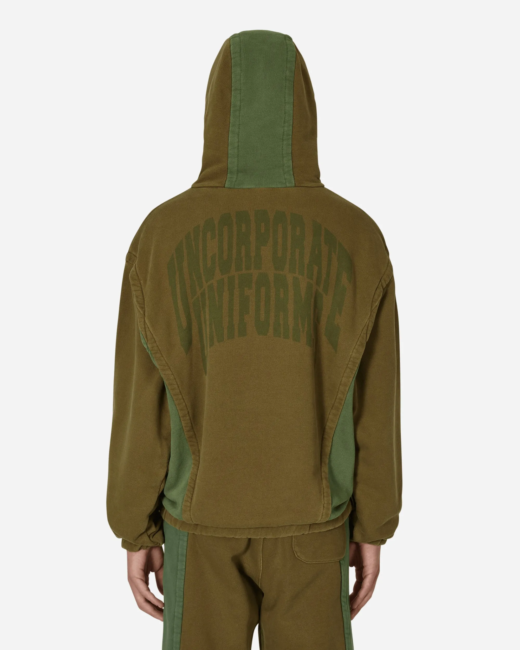 Slam Jam Sweatshirts^Panel Hooded Sweatshirt Green / Brown