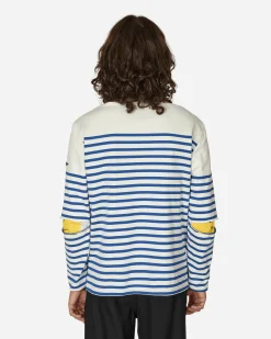 KAPITAL T-Shirts^Panel Stripe Jersey Elbow-Rip Longsleeve T-Shirt (Rainbowy Patch) White