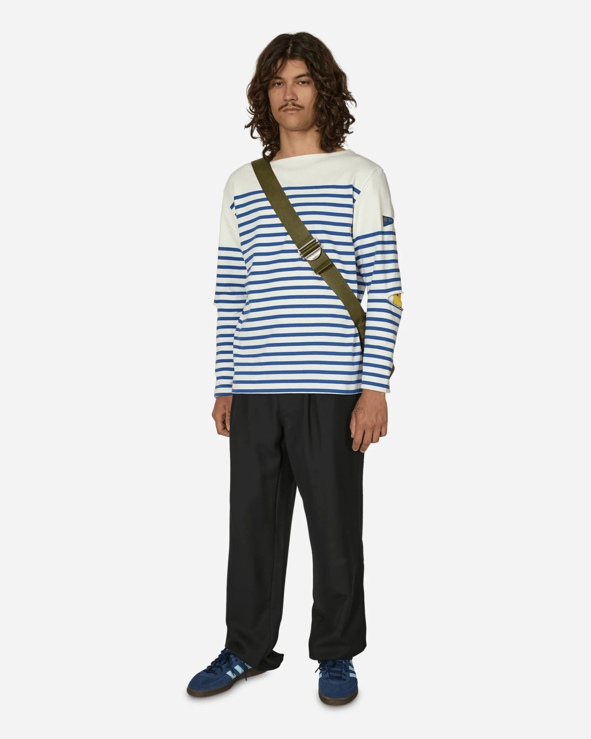 KAPITAL T-Shirts^Panel Stripe Jersey Elbow-Rip Longsleeve T-Shirt (Rainbowy Patch) White