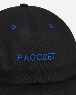Paccbet Hats|Hats^6-Panel Woven Logo Cap Black
