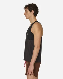 District Vision T-Shirts^Paneled Mesh Singlet Black