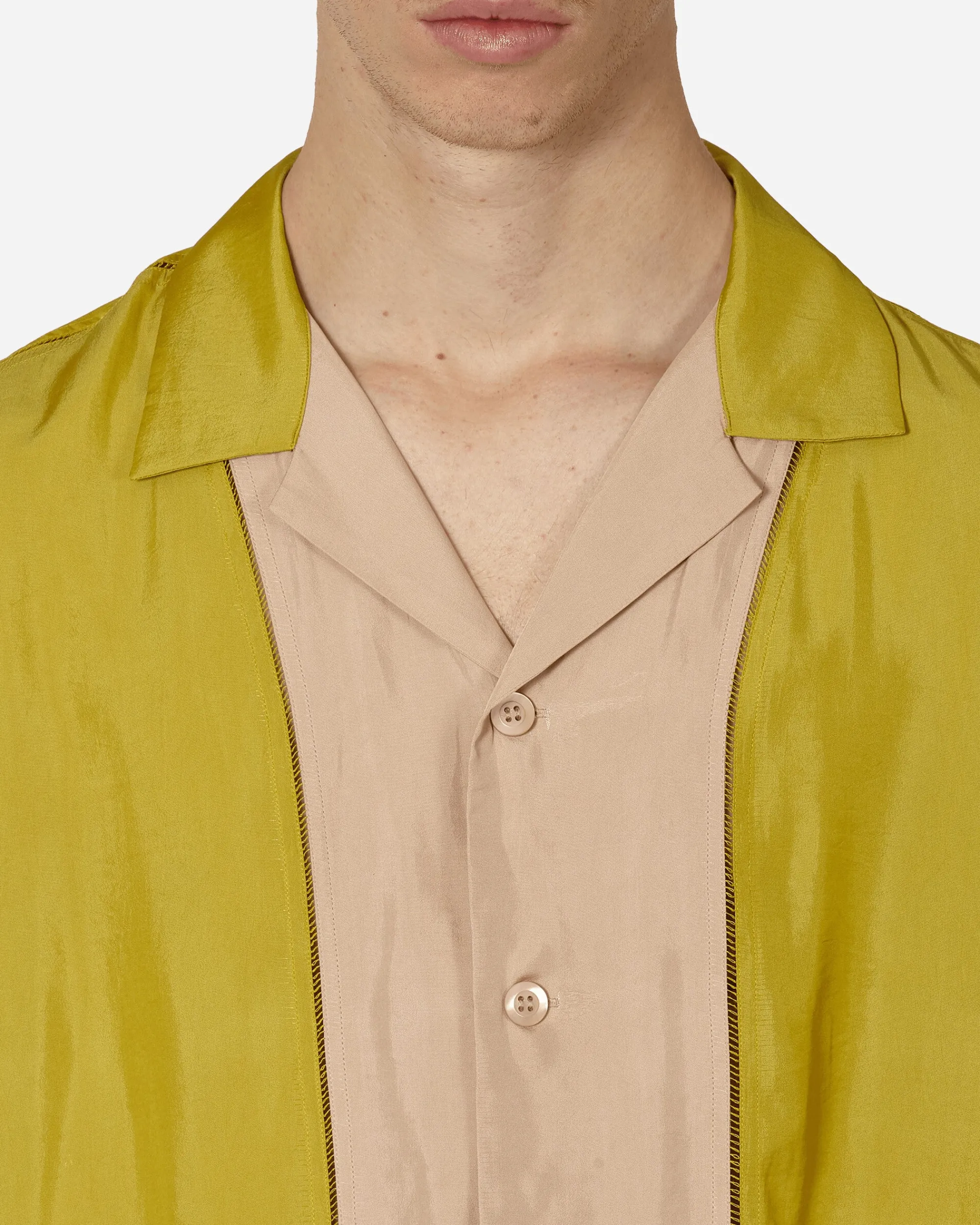 Dries Van Noten Shirts^Panelled Shortsleeve Shirt Mustard