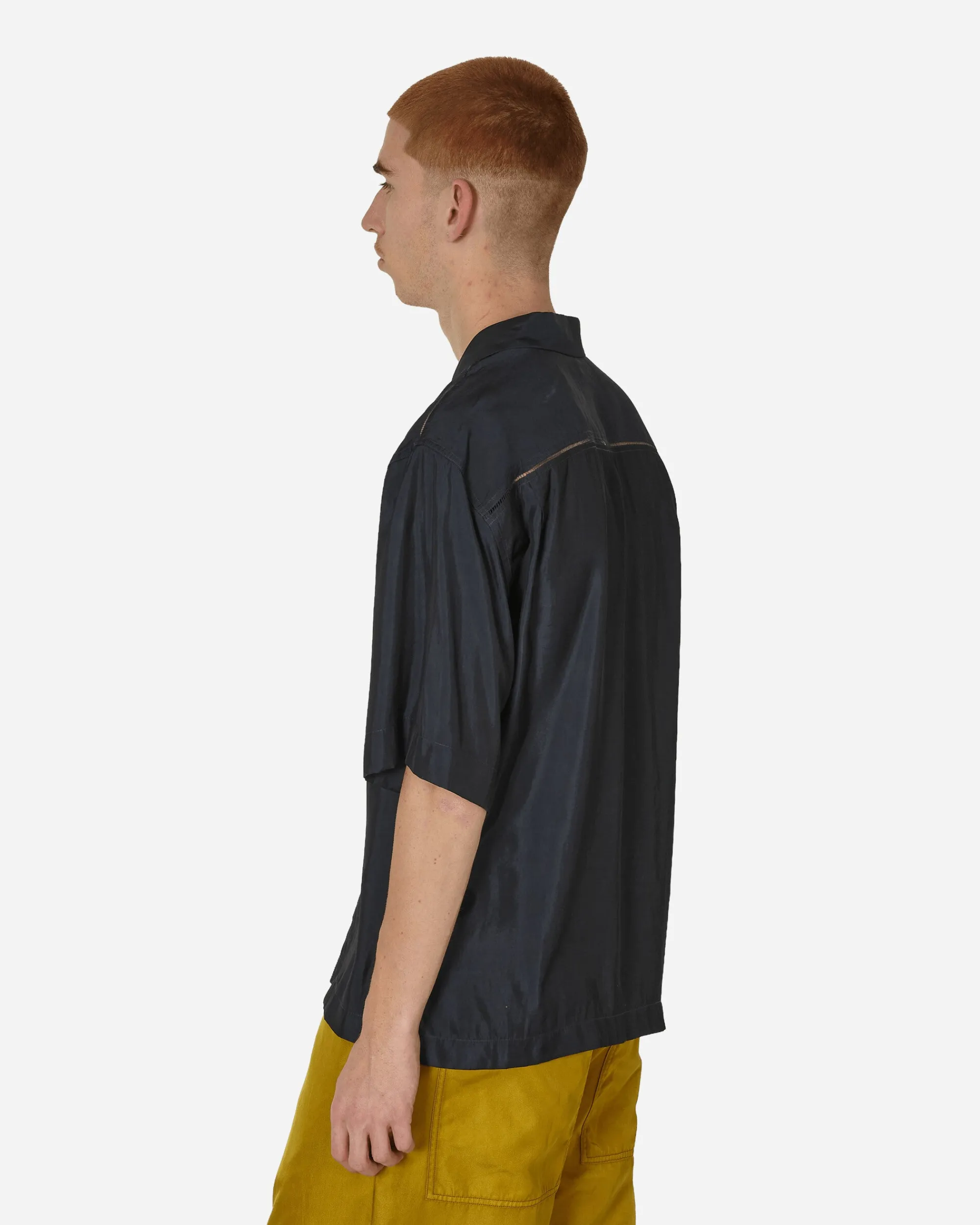 Dries Van Noten Shirts^Panelled Shortsleeve Shirt Anthracite