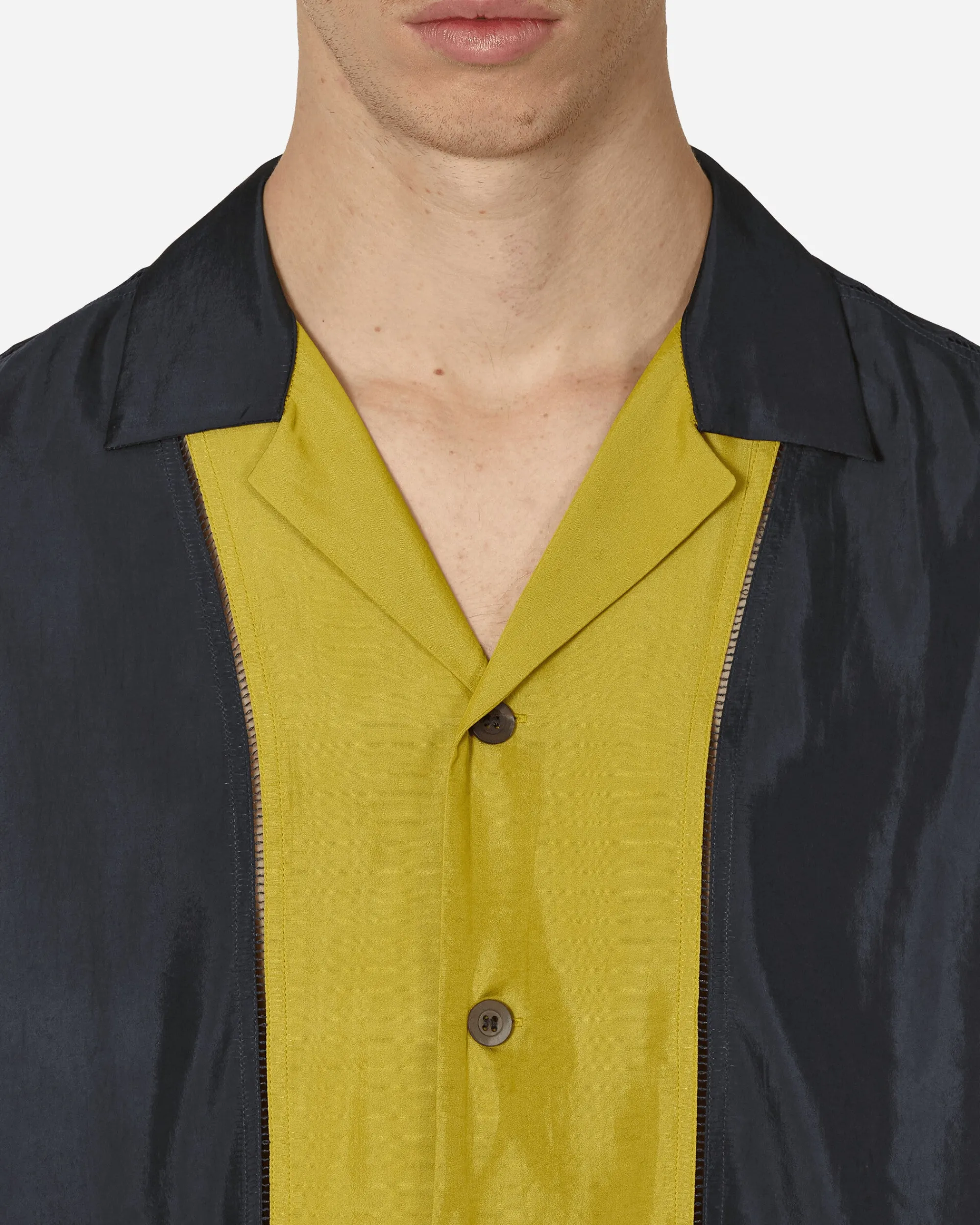 Dries Van Noten Shirts^Panelled Shortsleeve Shirt Anthracite
