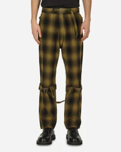 Phingerin Pants^Plaid Wool Ombre Bontage Pants Yellow
