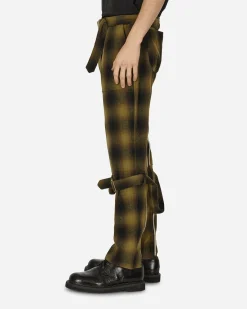 Phingerin Pants^Plaid Wool Ombre Bontage Pants Yellow