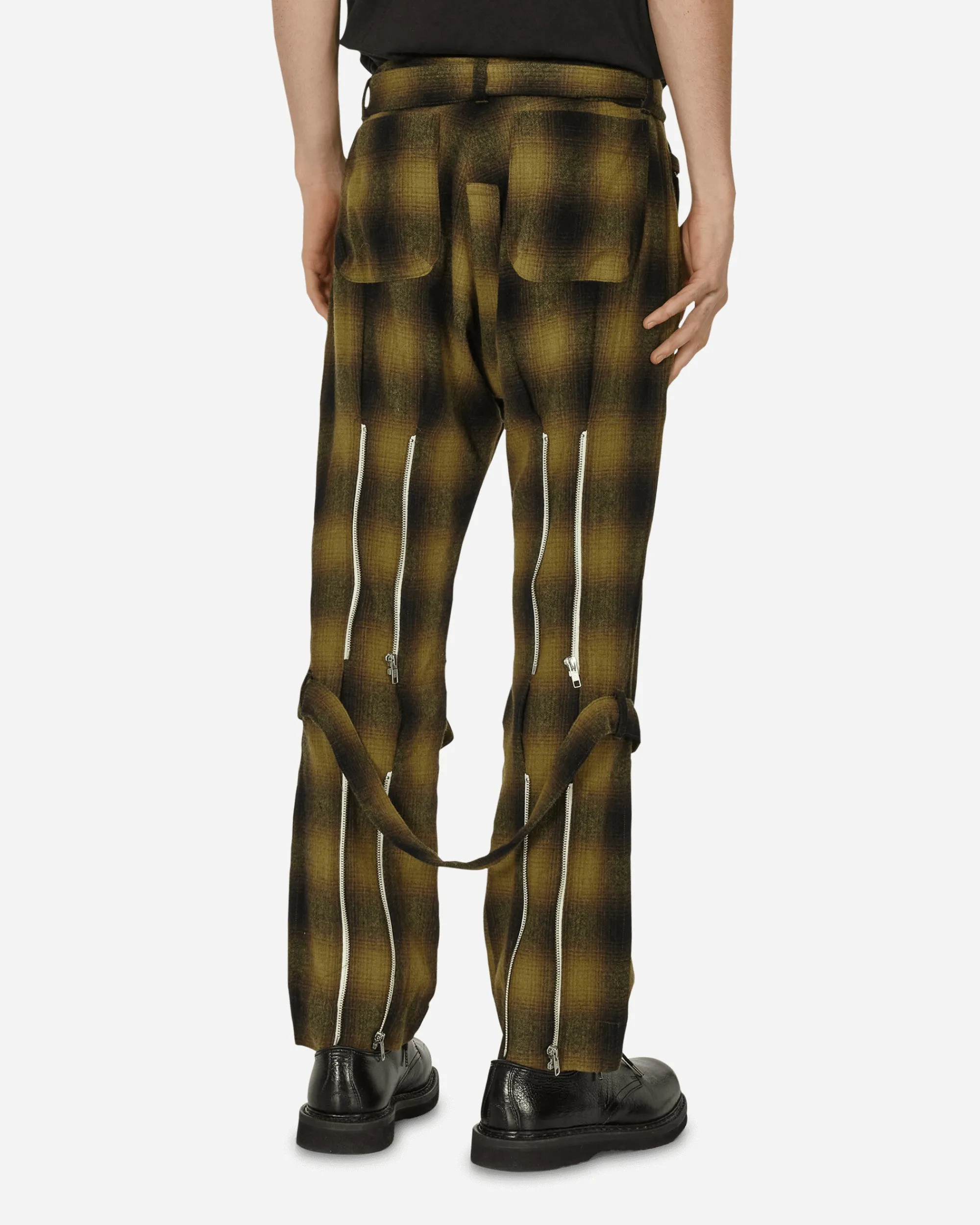 Phingerin Pants^Plaid Wool Ombre Bontage Pants Yellow