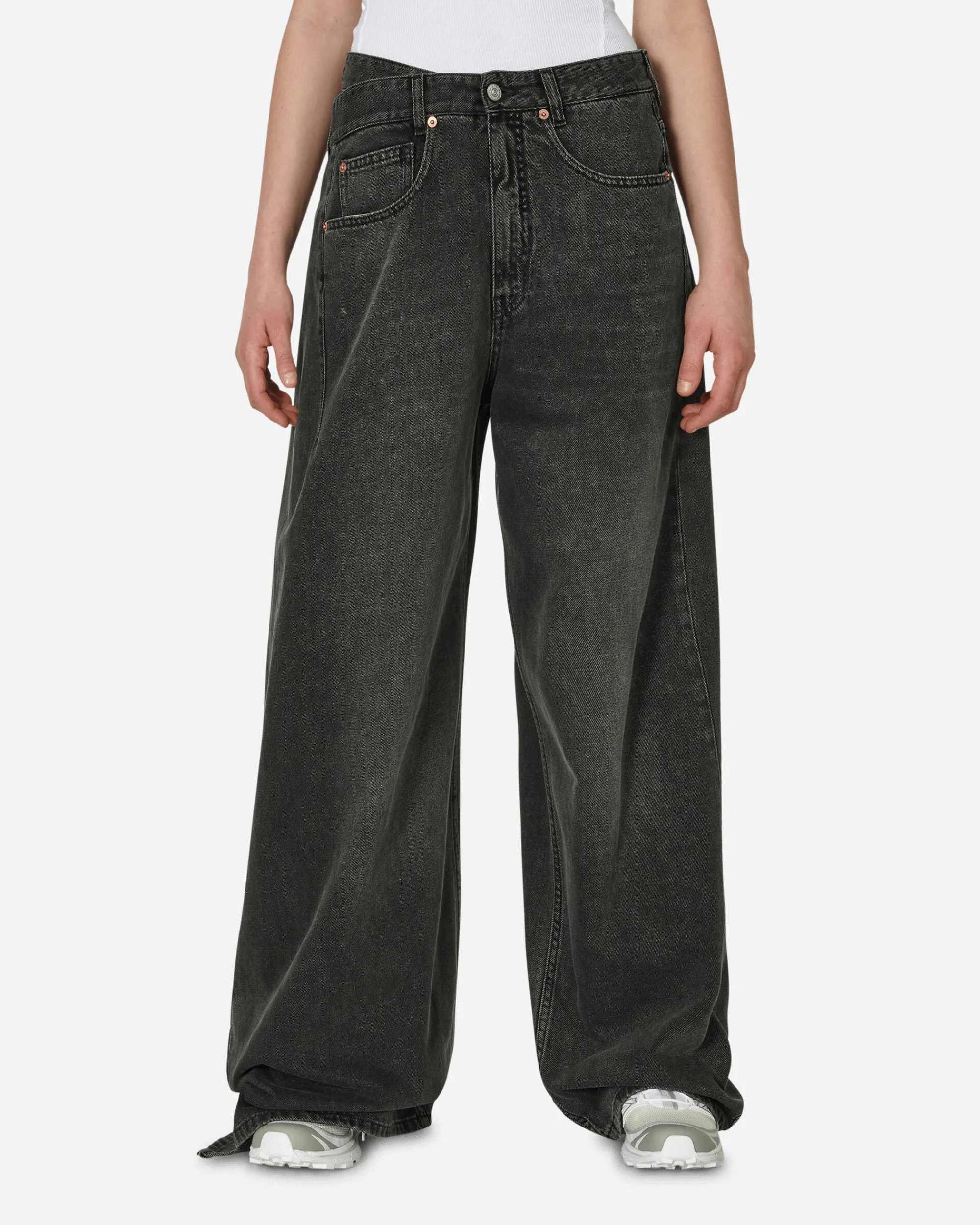 MM6 Maison Margiela Pants^5-Pocket Side Panel Denim Trousers Grey