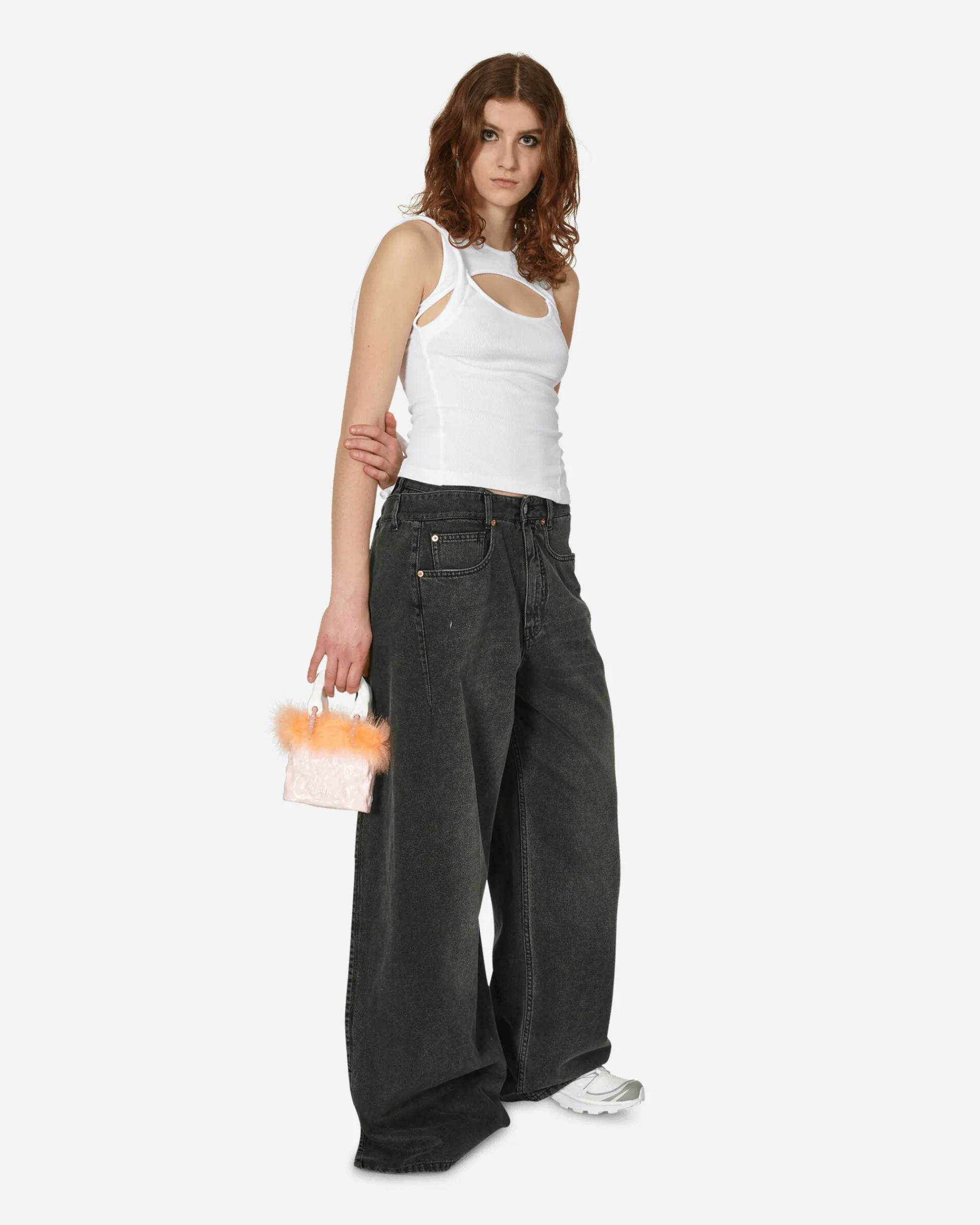MM6 Maison Margiela Pants^5-Pocket Side Panel Denim Trousers Grey