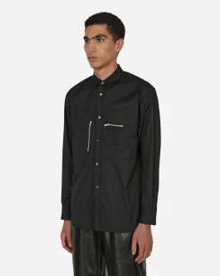 Comme Des Garçons Shirt Shirts^Poplin Zip Shirt Black