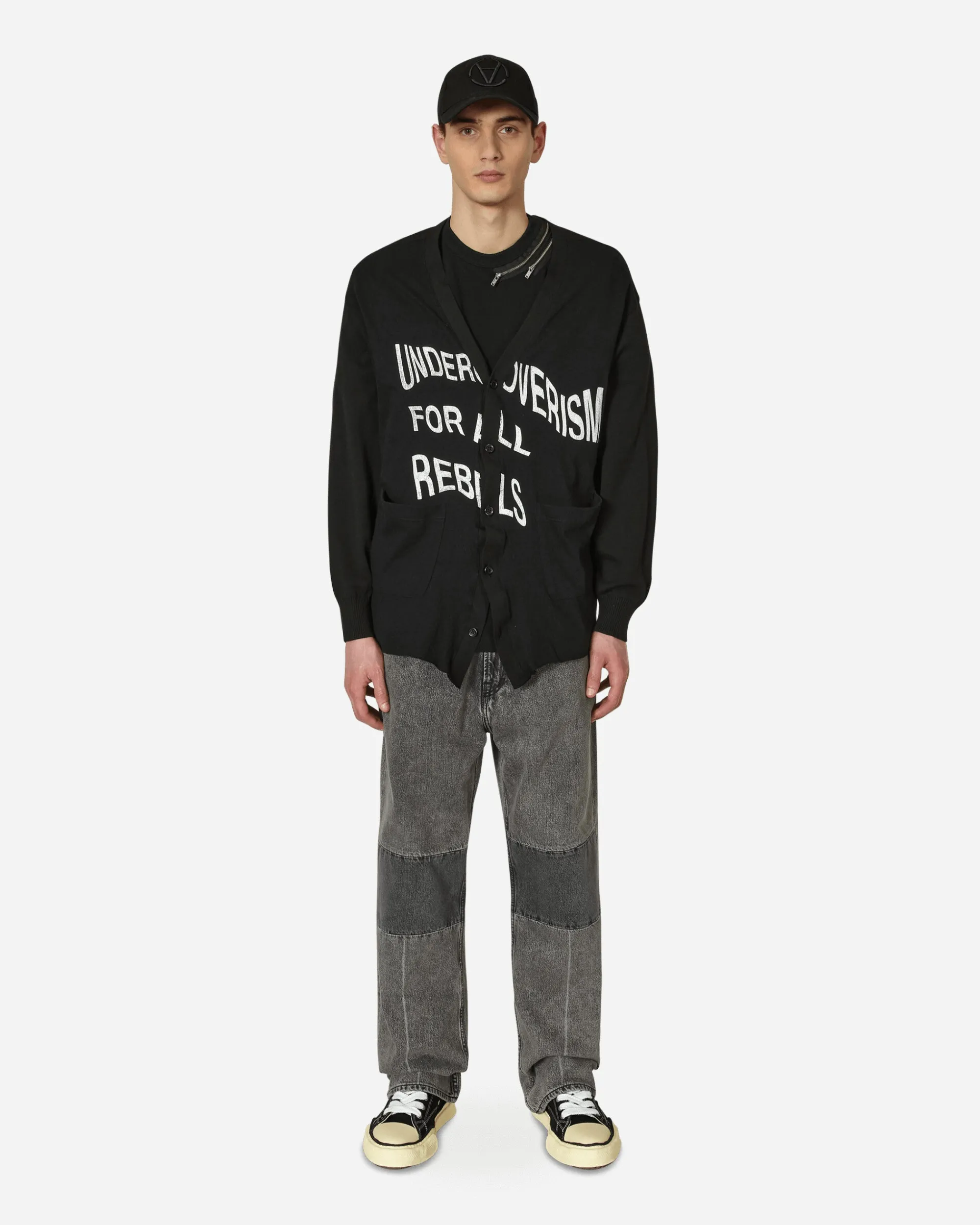 Undercoverism Knitwear^Printed Cotton Cardigan Black