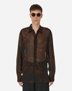 Dries Van Noten Shirts^Printed Fitted Shirt Black