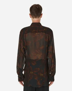 Dries Van Noten Shirts^Printed Fitted Shirt Black