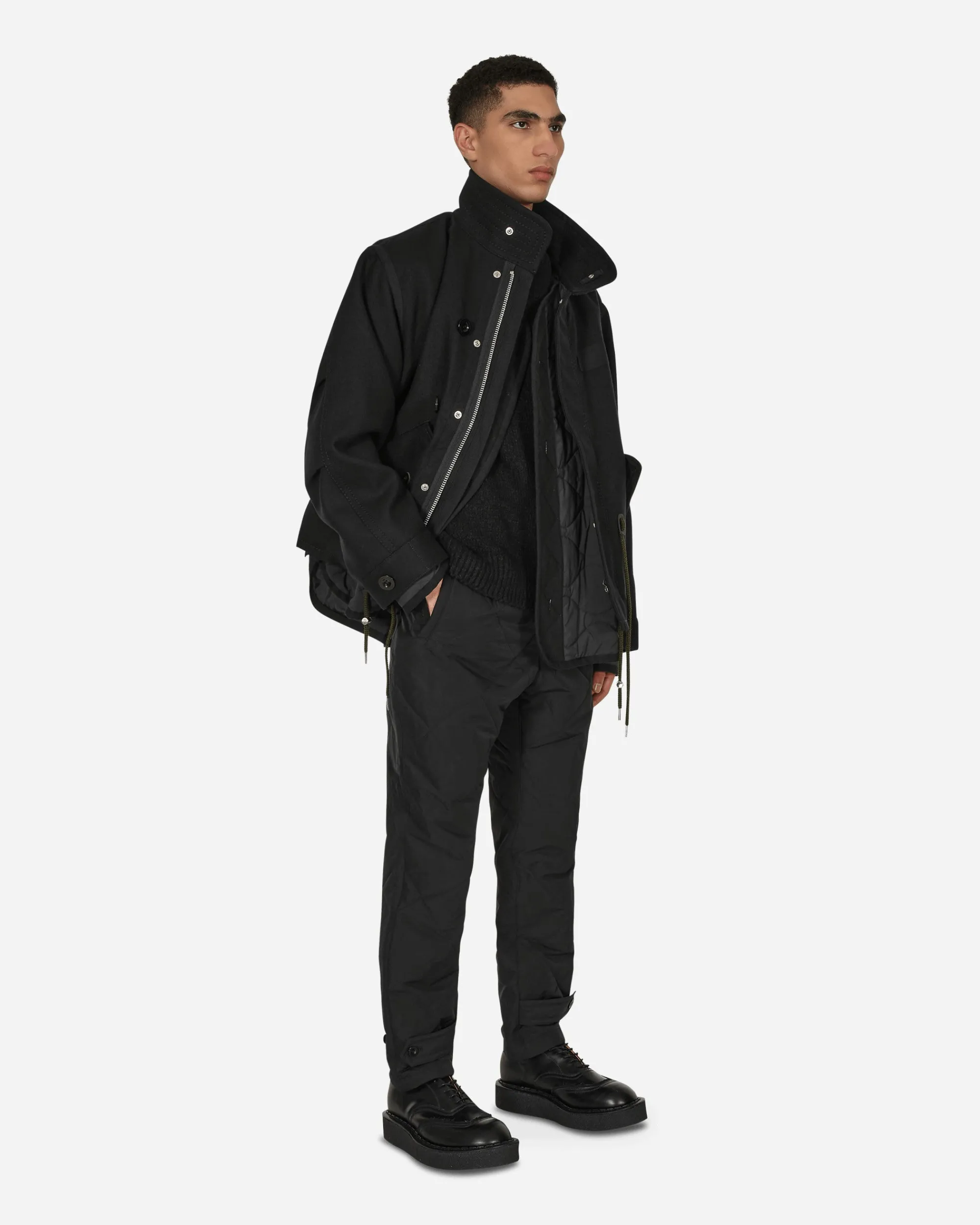 sacai Pants^Quilted Pants Black