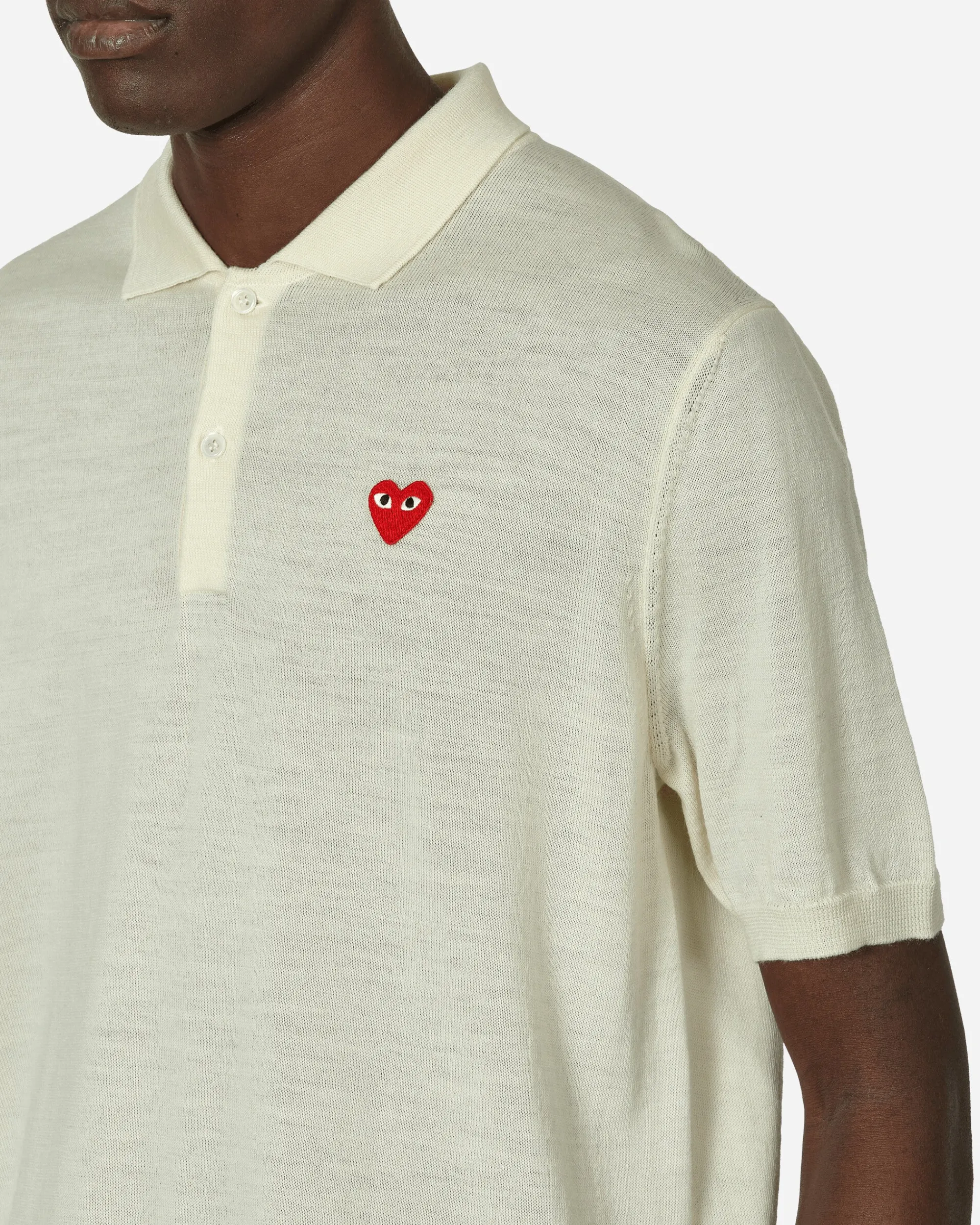 Comme Des Garçons Play Knitwear^Red Heart Polo Sweater Off White