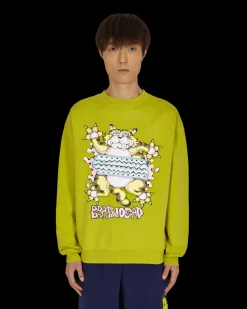 Brain Dead Sweatshirts^Relaxed Cat Crewneck Sweatshirt Green