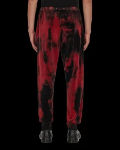 Aries Pants^Rhinestone Velour Sweatpants Red
