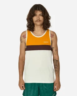 adidas T-Shirts^80s Rib Tank Top Off White / Orange / Brown