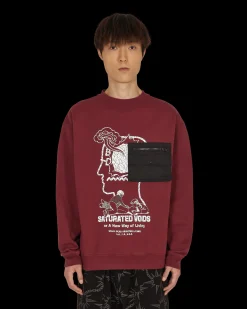 Brain Dead Sweatshirts^Saturated Voids Crewneck Sweatshirt Red