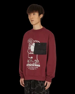 Brain Dead Sweatshirts^Saturated Voids Crewneck Sweatshirt Red