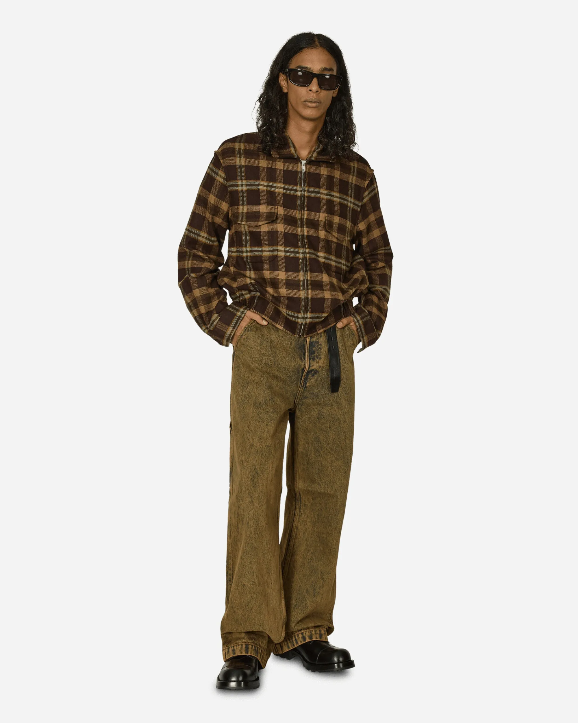 Random Identities Coats And Jackets^Simmo Tartan Vintage Zip-Up Jacket Brown