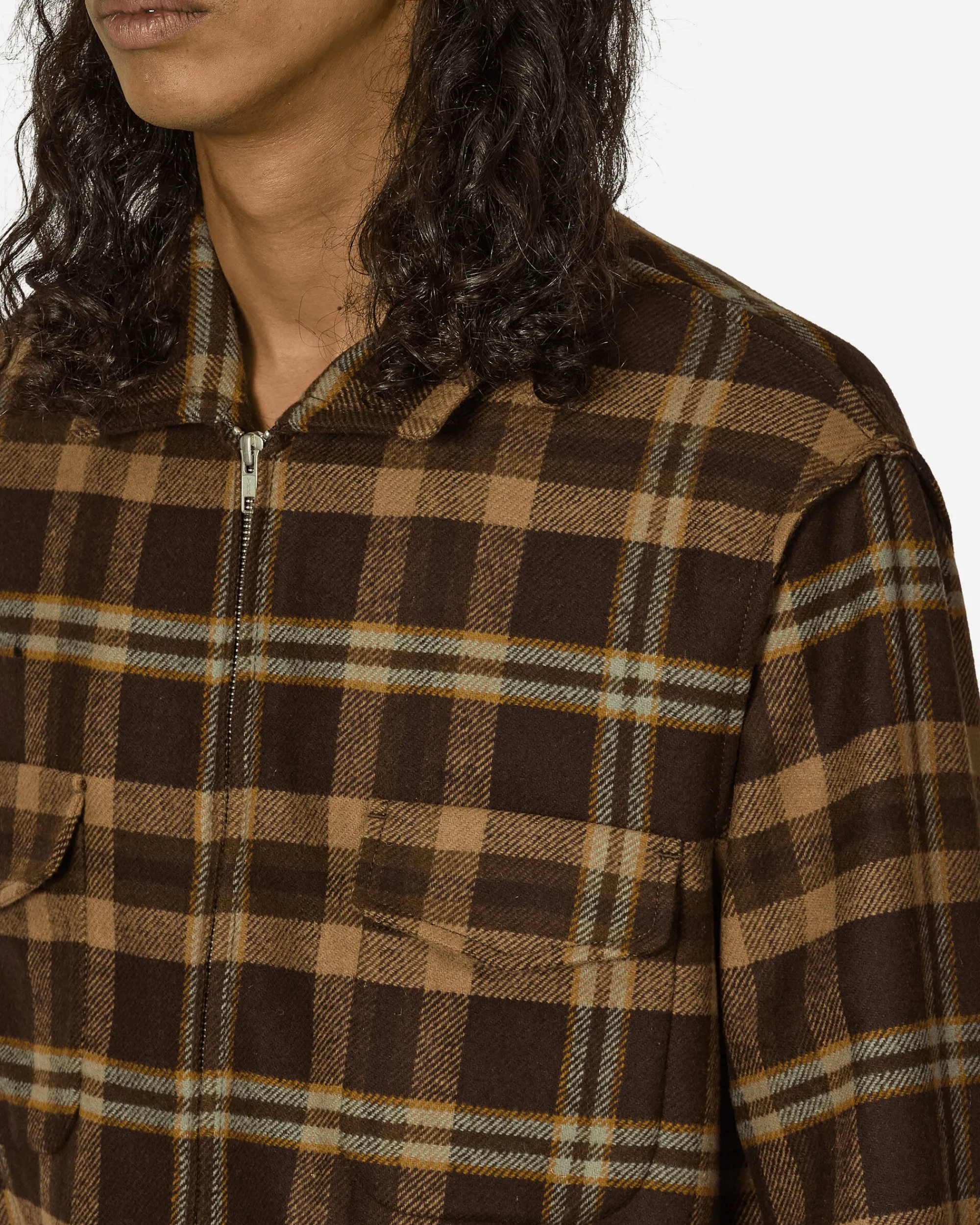 Random Identities Coats And Jackets^Simmo Tartan Vintage Zip-Up Jacket Brown