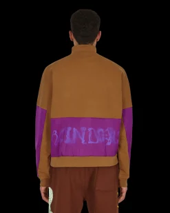 Brain Dead Sweatshirts^Sinister Screw Overlay Half Zip Sweatshirt Brown