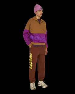 Brain Dead Sweatshirts^Sinister Screw Overlay Half Zip Sweatshirt Brown