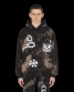 Brain Dead Sweatshirts^Slam Jam Acid Splatter Hooded Sweatshirt Black