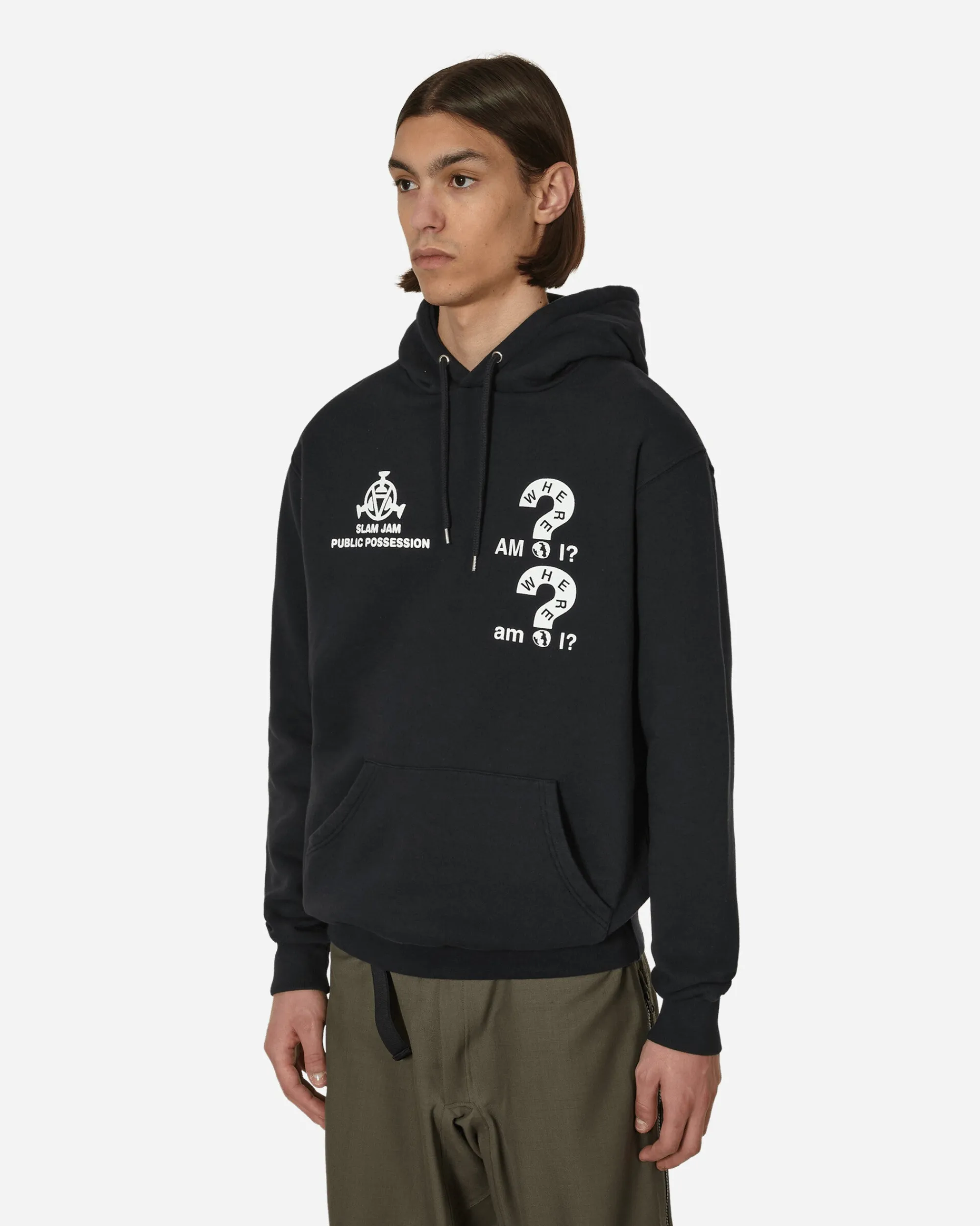 Public Possession Sweatshirts^Slam Jam Where Am I Hooded Sweatshirt Black