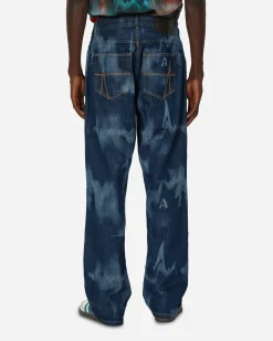 Ahluwalia Pants^Smiley Signature Low Rise Jeans Indigo