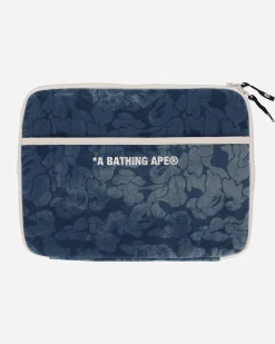 A Bathing Ape Bags And Backpacks|Bags And Backpacks^Solid Camo Denim Tech Case Light Indigo