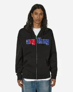 aNYthing Sweatshirts^Speedball Logo Zip-Up Hoodie Black