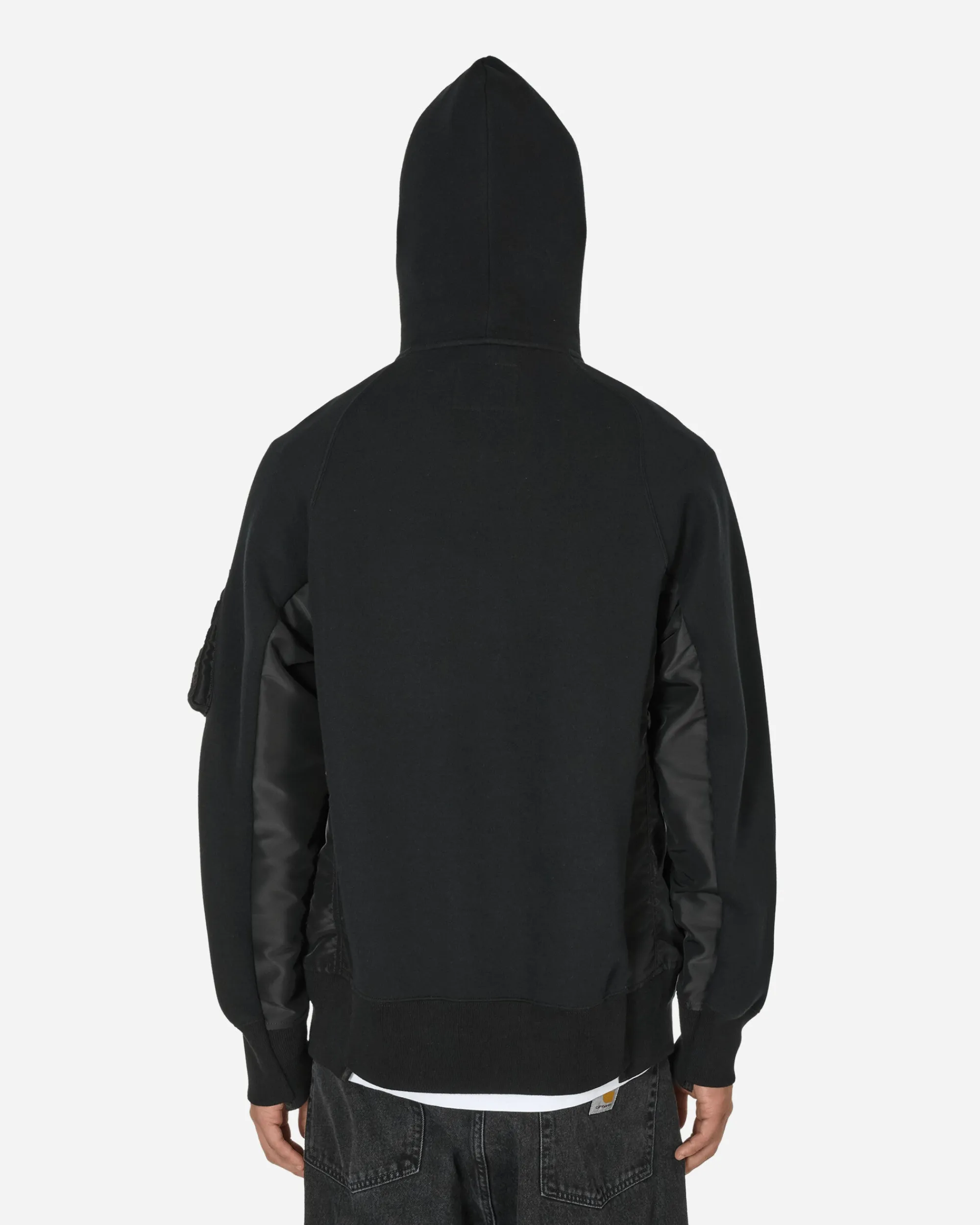 sacai Sweatshirts^Sponge Sweat x Nylon Twill Hooded Sweatshirt Black / Black