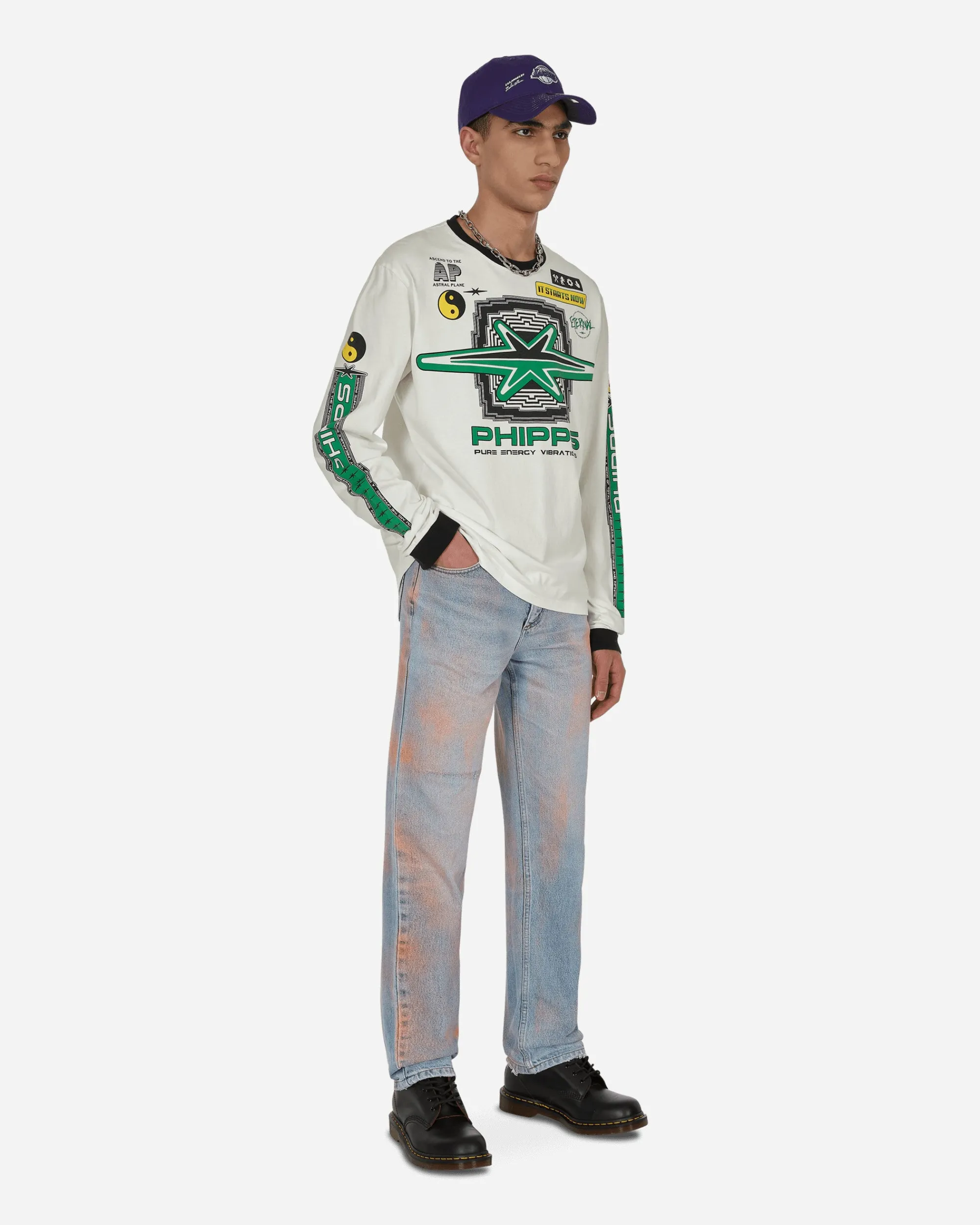 Phipps Pants^Spray Painted Vintage Denim Pants Blue