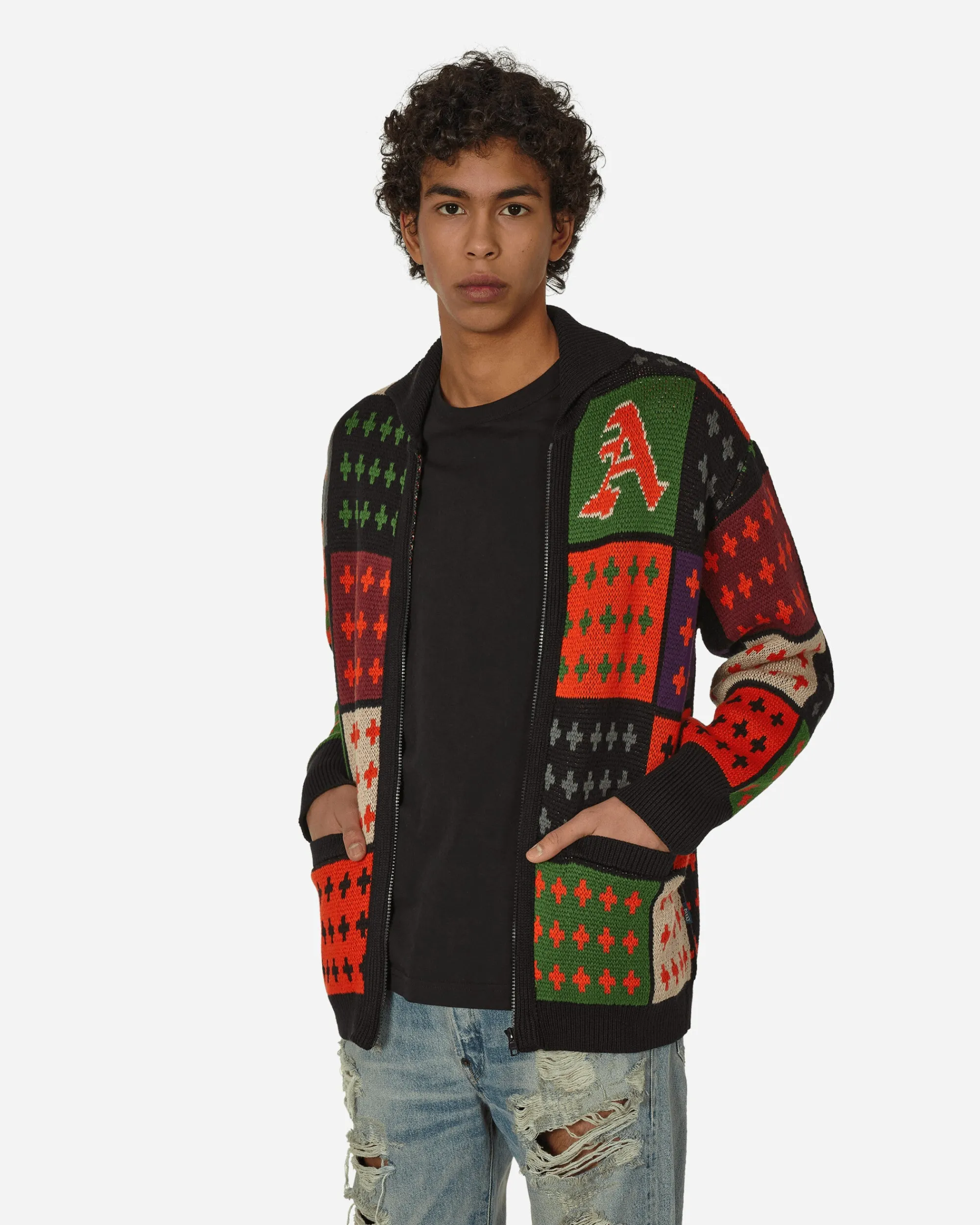 Awake NY Knitwear^Stadium Zip Sweater Multicolor