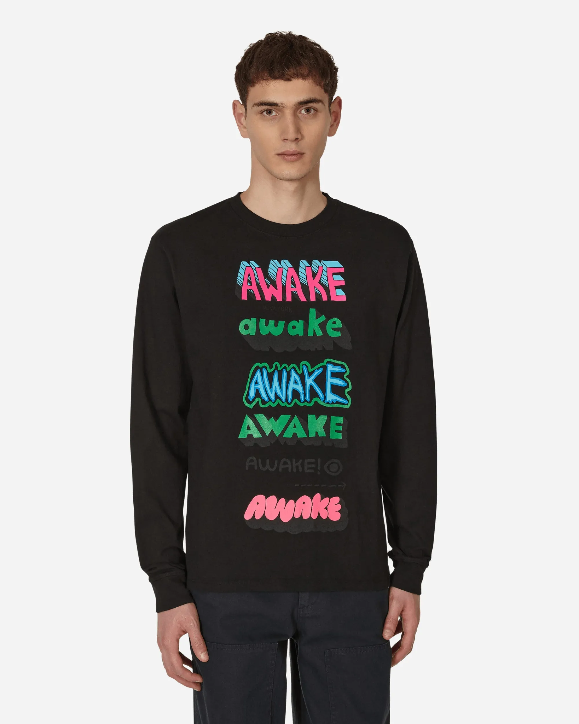 Awake NY T-Shirts^Stefan Meier Printed Longsleeve T-Shirt Black