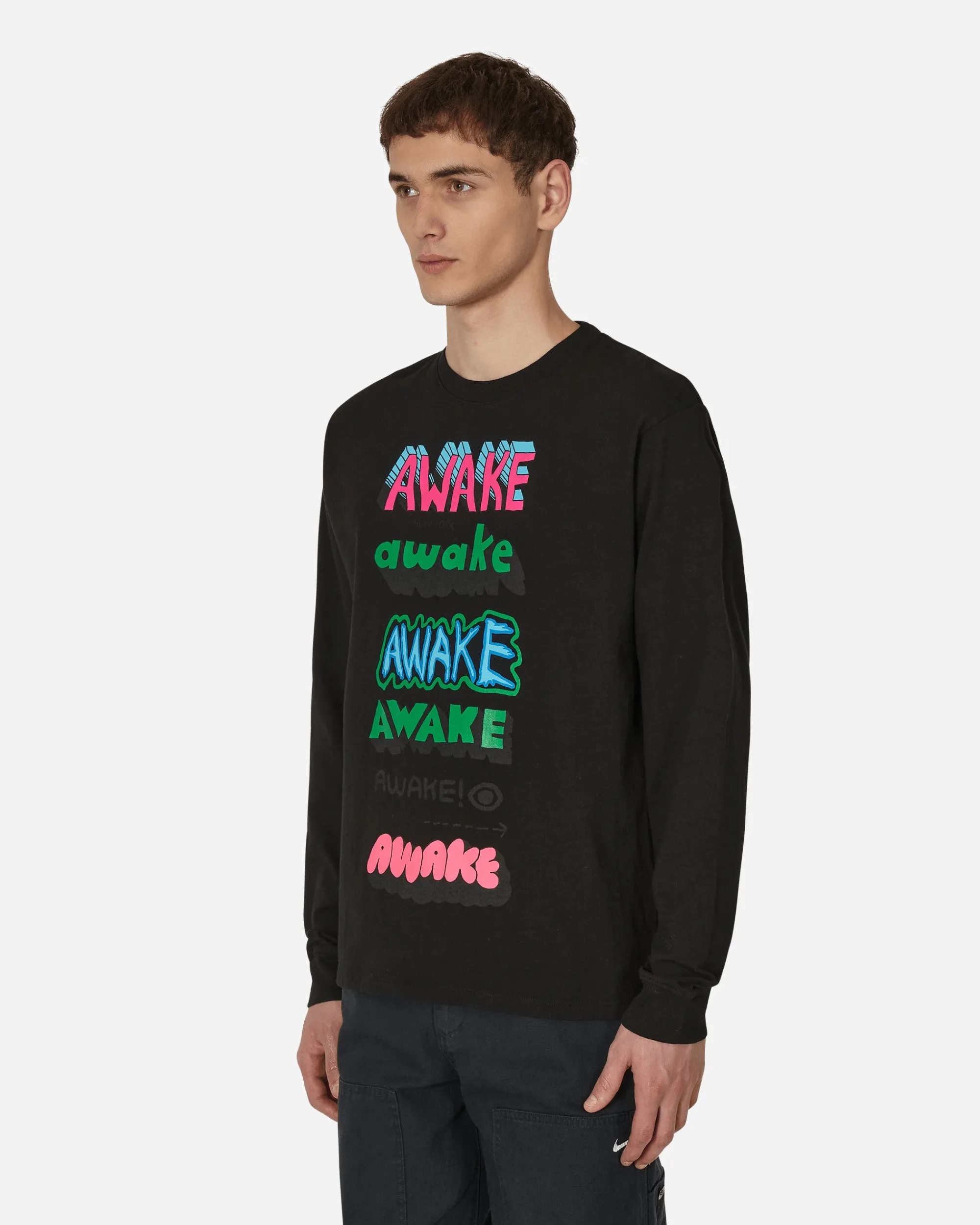 Awake NY T-Shirts^Stefan Meier Printed Longsleeve T-Shirt Black