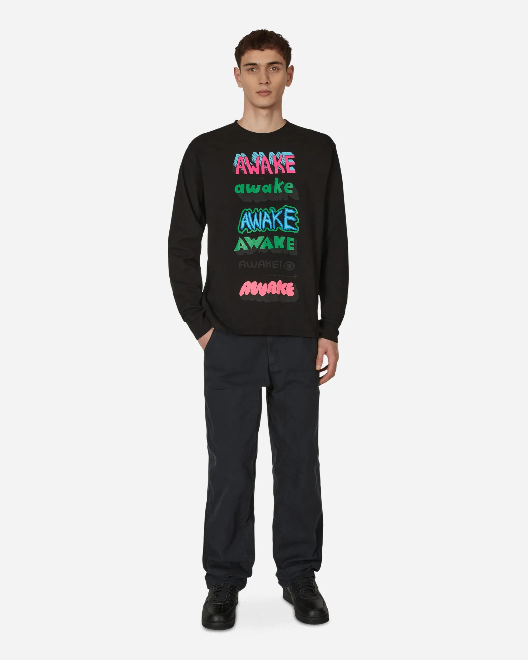 Awake NY T-Shirts^Stefan Meier Printed Longsleeve T-Shirt Black