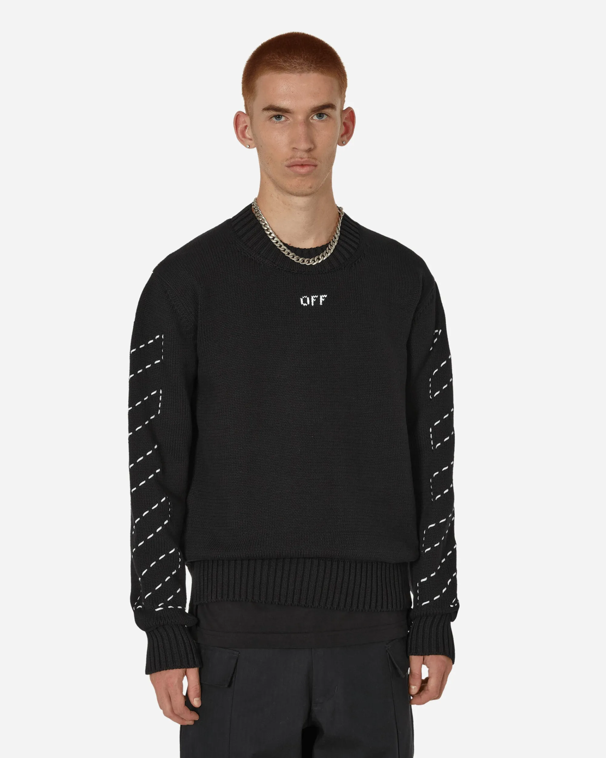 Off-White Knitwear^Stitch Arrows Diags Knit Sweater Black