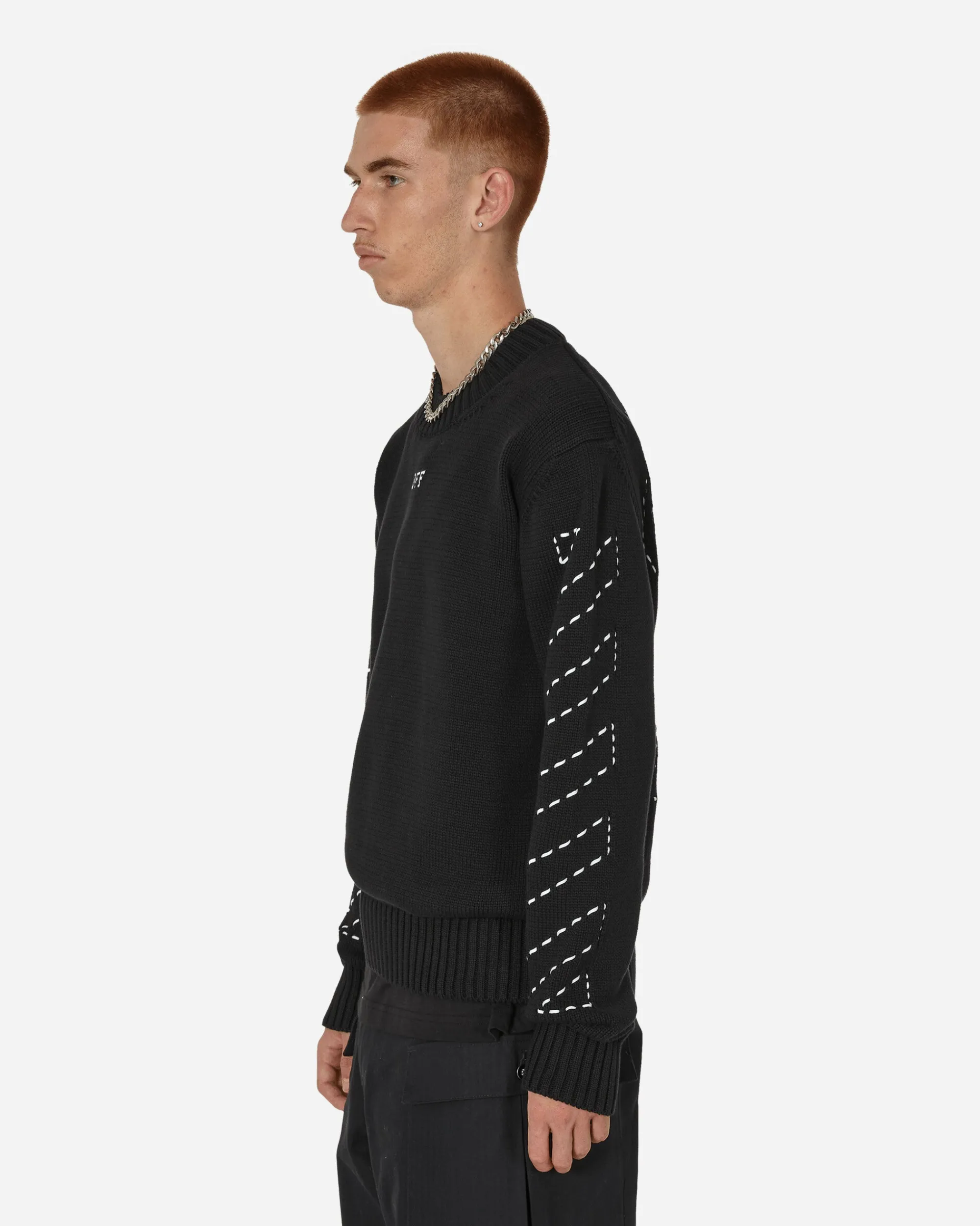 Off-White Knitwear^Stitch Arrows Diags Knit Sweater Black