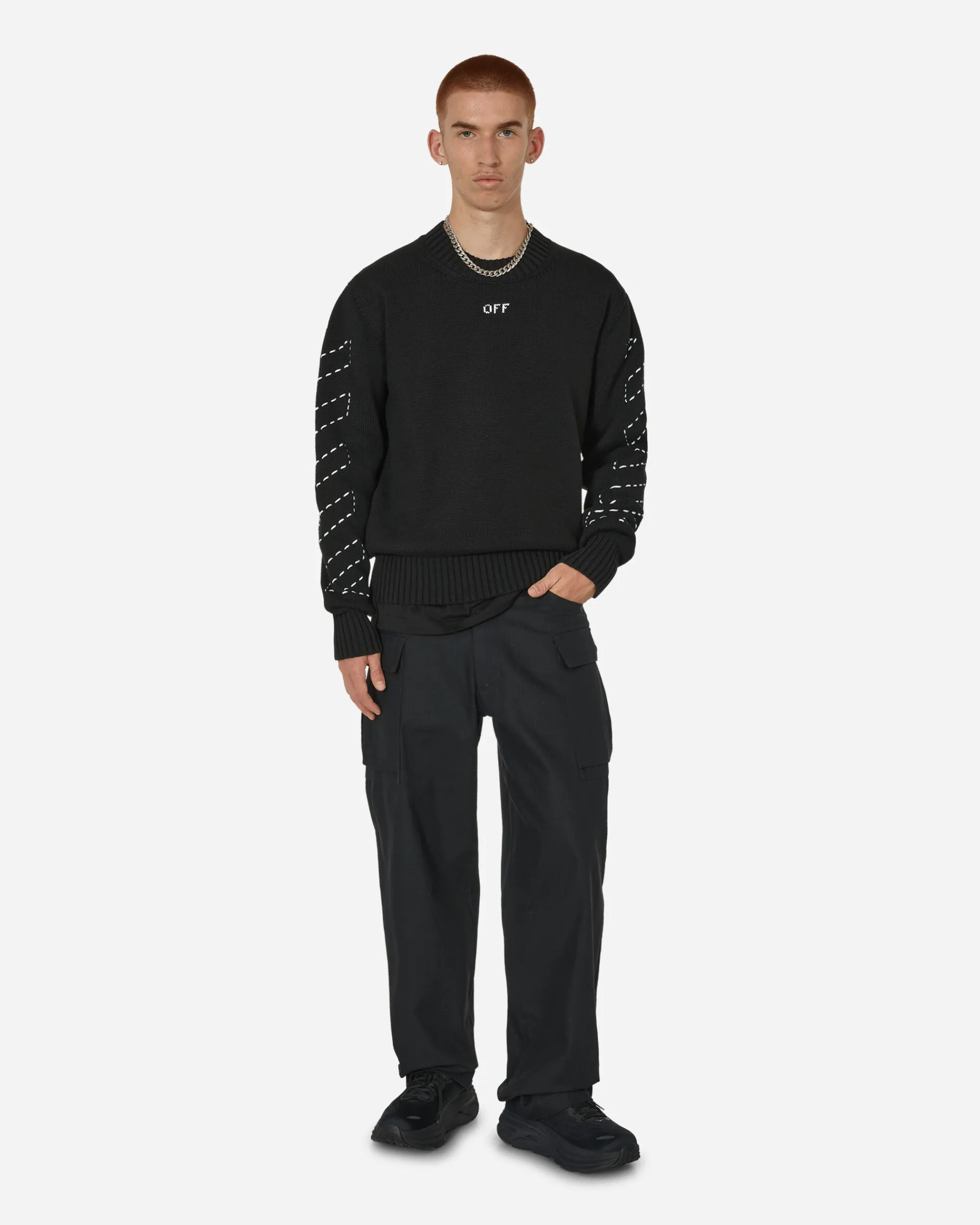 Off-White Knitwear^Stitch Arrows Diags Knit Sweater Black