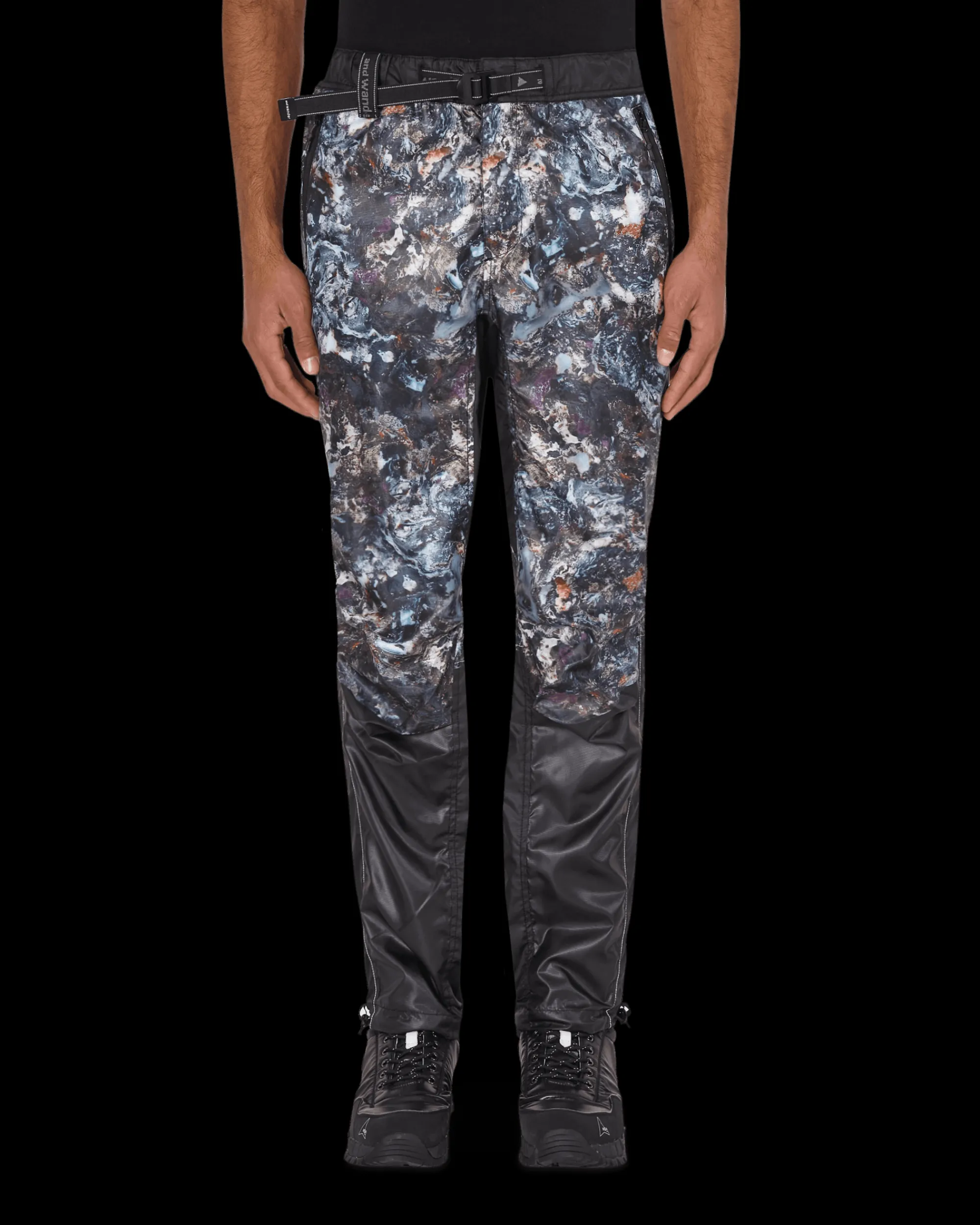 and wander Pants^Stone Printed Ripstop Pants Black