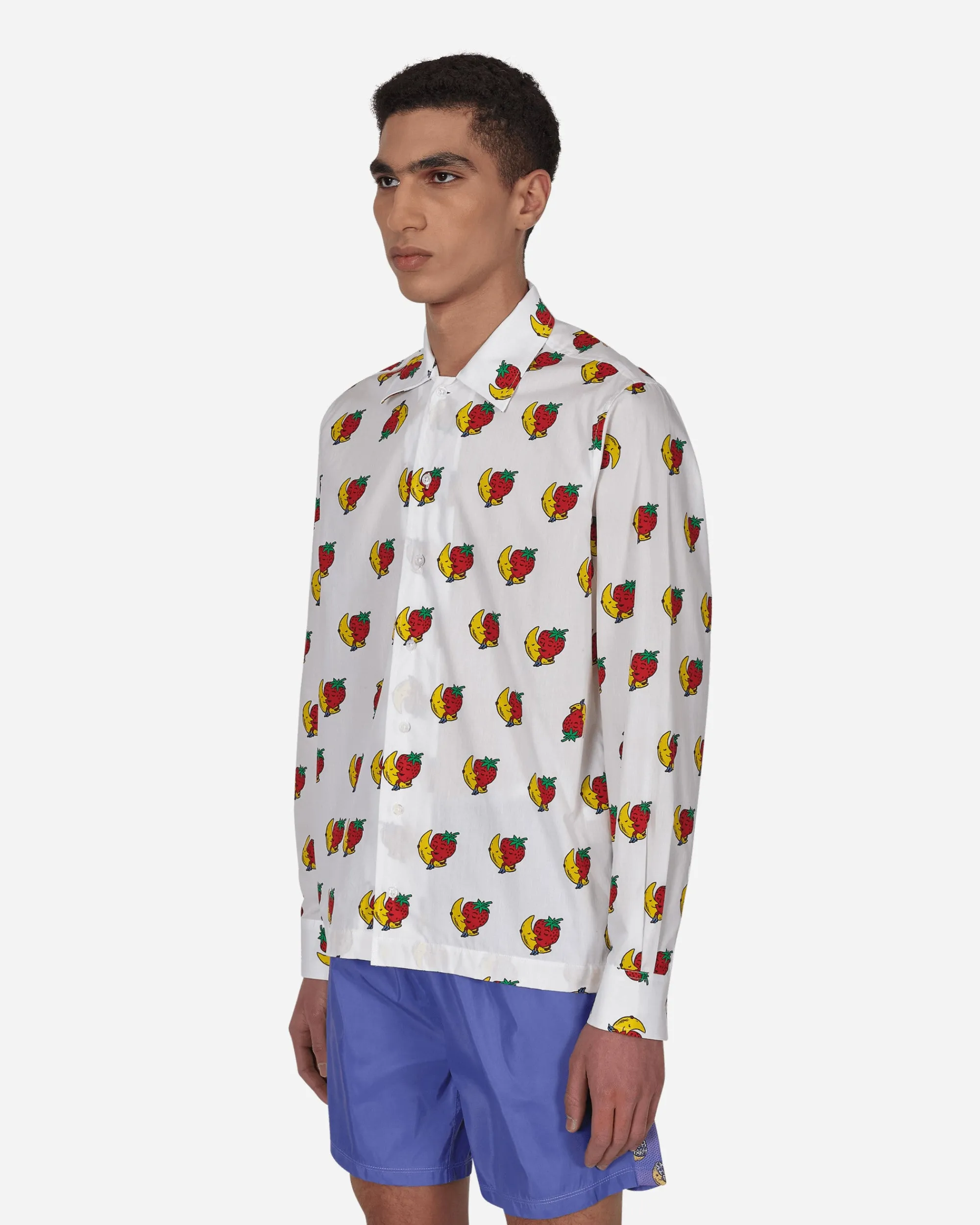 Sky High Farm Shirts^Strawberry & Moon Longsleeve Shirt White