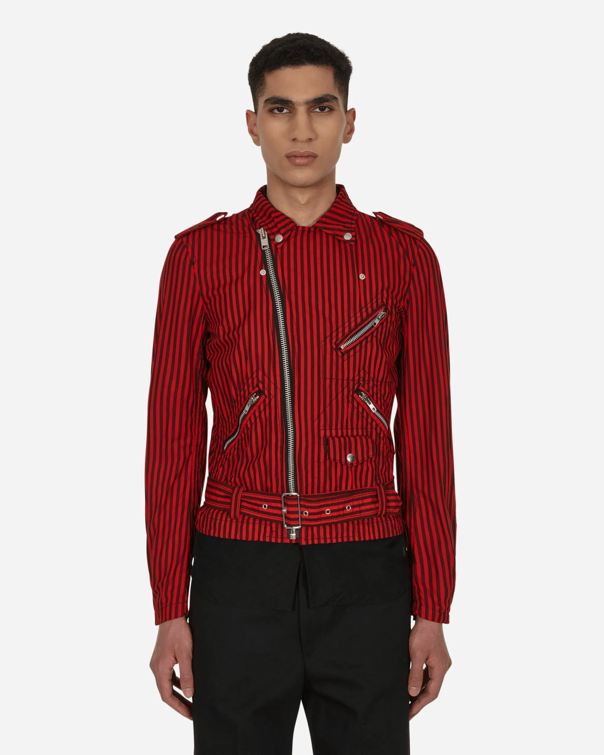 Comme Des Garçons Shirt Coats And Jackets^Stripe Biker Jacket Red