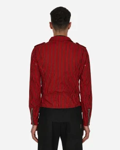 Comme Des Garçons Shirt Coats And Jackets^Stripe Biker Jacket Red
