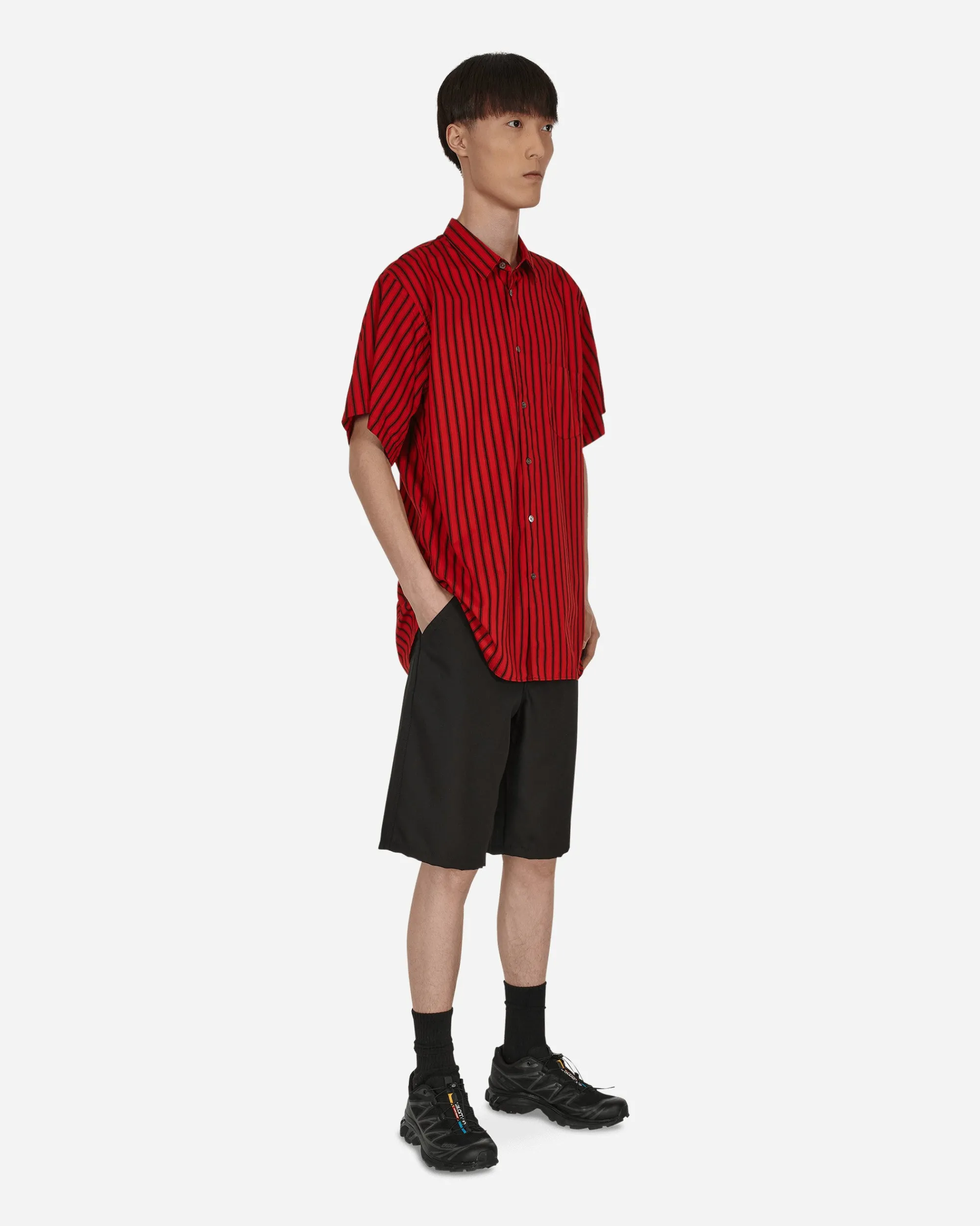 Comme Des Garçons Shirt Shirts^Stripe Shortsleeve Shirt Red