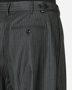 Stüssy Pants^Stripe Volume Pleated Trousers Grey